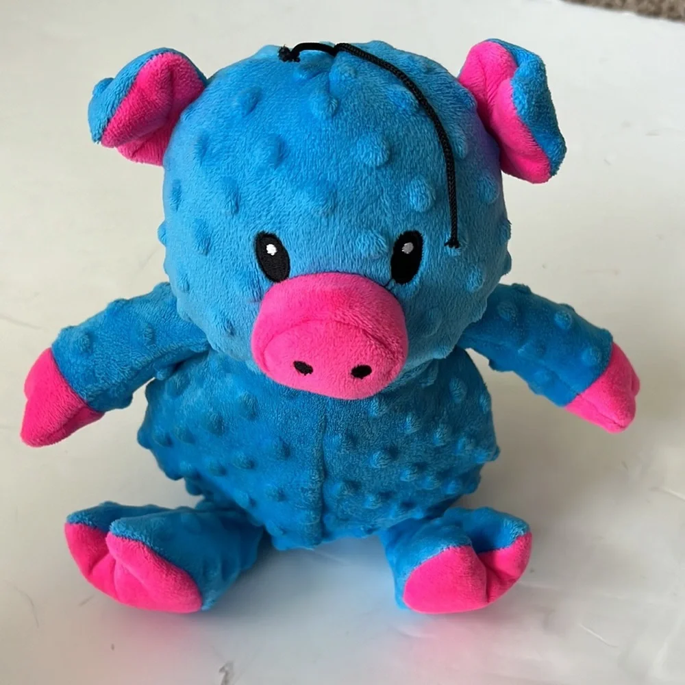 Petlou Inc Blue and Punk Plush Bear Squeaking Dog Toy